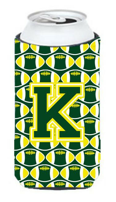 Letter K Football Green and Yellow Tall Boy Beverage Insulator Hugger CJ1075-KTBC by Caroline&#39;s Treasures