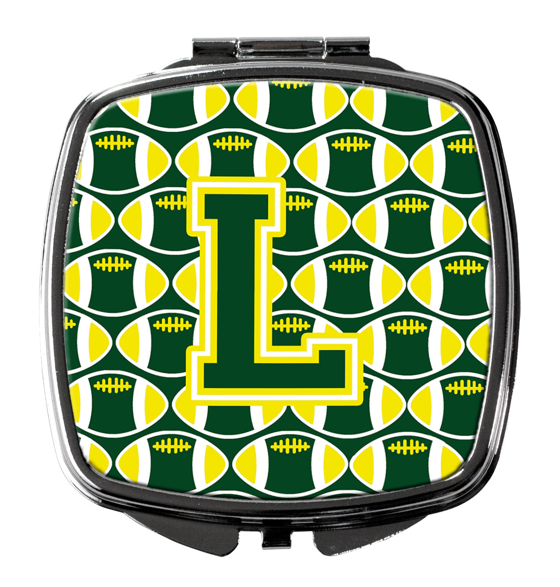 Letter L Football Green and Yellow Compact Mirror CJ1075-LSCM  the-store.com.