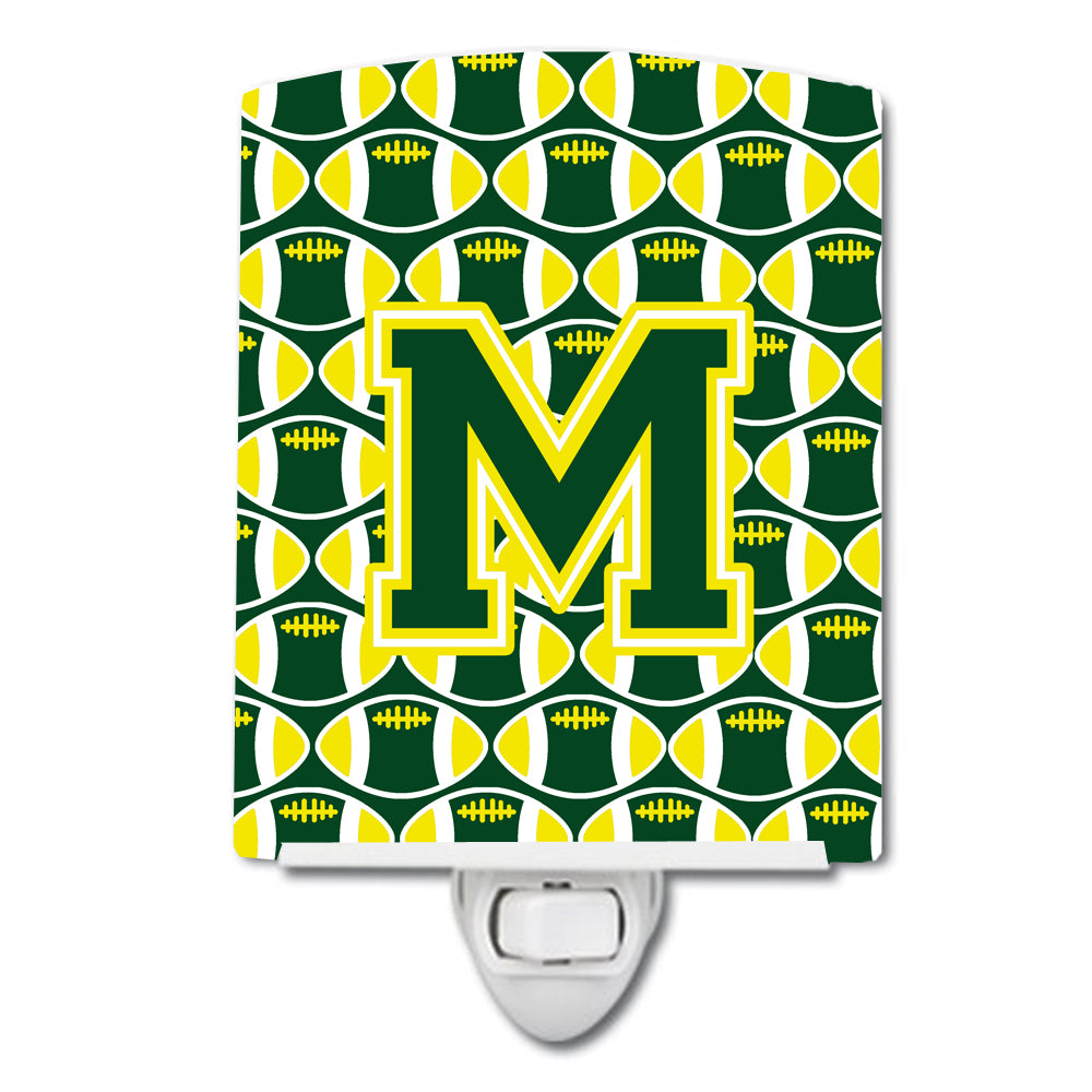 Letter M Football Green and Yellow Ceramic Night Light CJ1075-MCNL - the-store.com