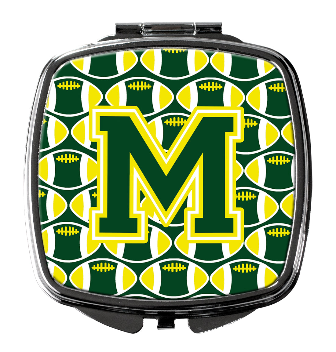 Letter M Football Green and Yellow Compact Mirror CJ1075-MSCM