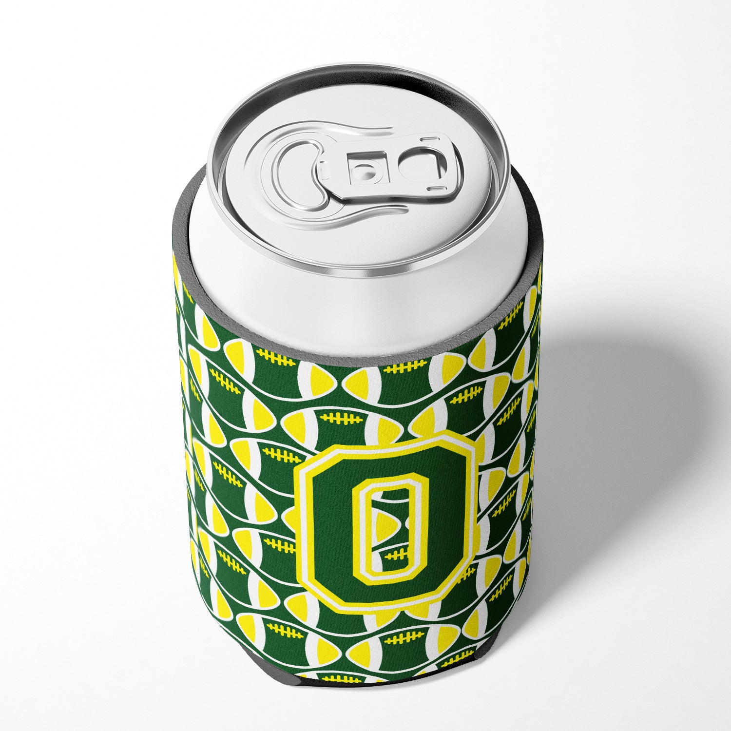 Letter O Football Green and Yellow Can or Bottle Hugger CJ1075-OCC.