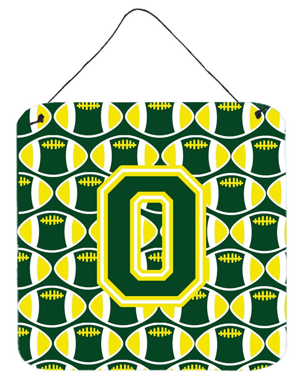 Letter O Football Green and Yellow Wall or Door Hanging Prints CJ1075-ODS66 by Caroline&#39;s Treasures