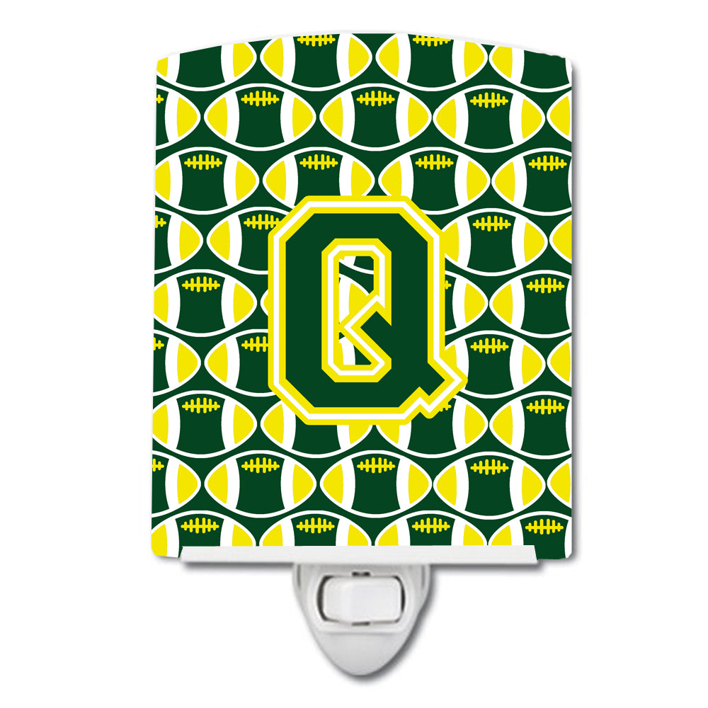 Letter Q Football Green and Yellow Ceramic Night Light CJ1075-QCNL - the-store.com