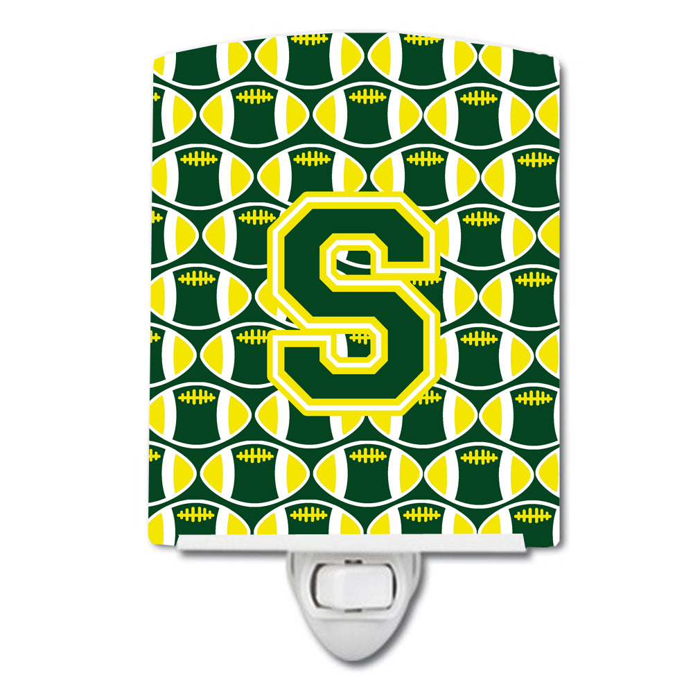 Letter S Football Green and Yellow Ceramic Night Light CJ1075-SCNL - the-store.com