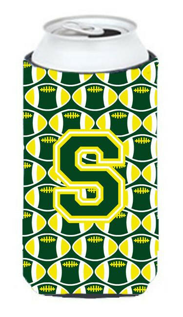 Letter S Football Green and Yellow Tall Boy Beverage Insulator Hugger CJ1075-STBC by Caroline&#39;s Treasures