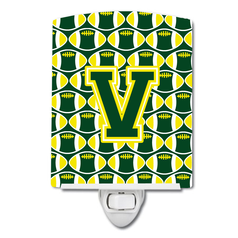 Letter V Football Green and Yellow Ceramic Night Light CJ1075-VCNL - the-store.com