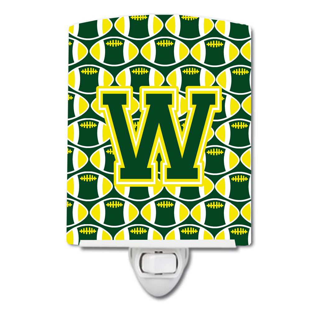 Letter W Football Green and Yellow Ceramic Night Light CJ1075-WCNL - the-store.com