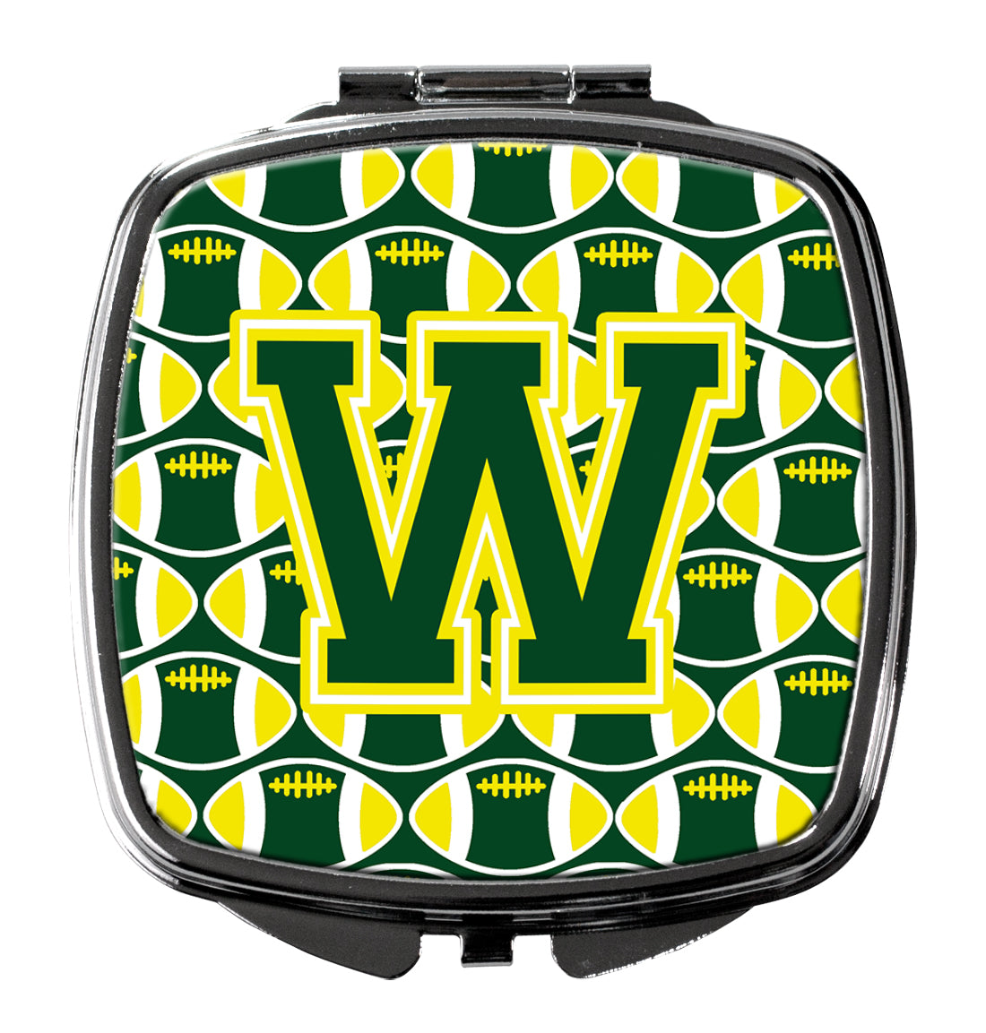 Letter W Football Green and Yellow Compact Mirror CJ1075-WSCM