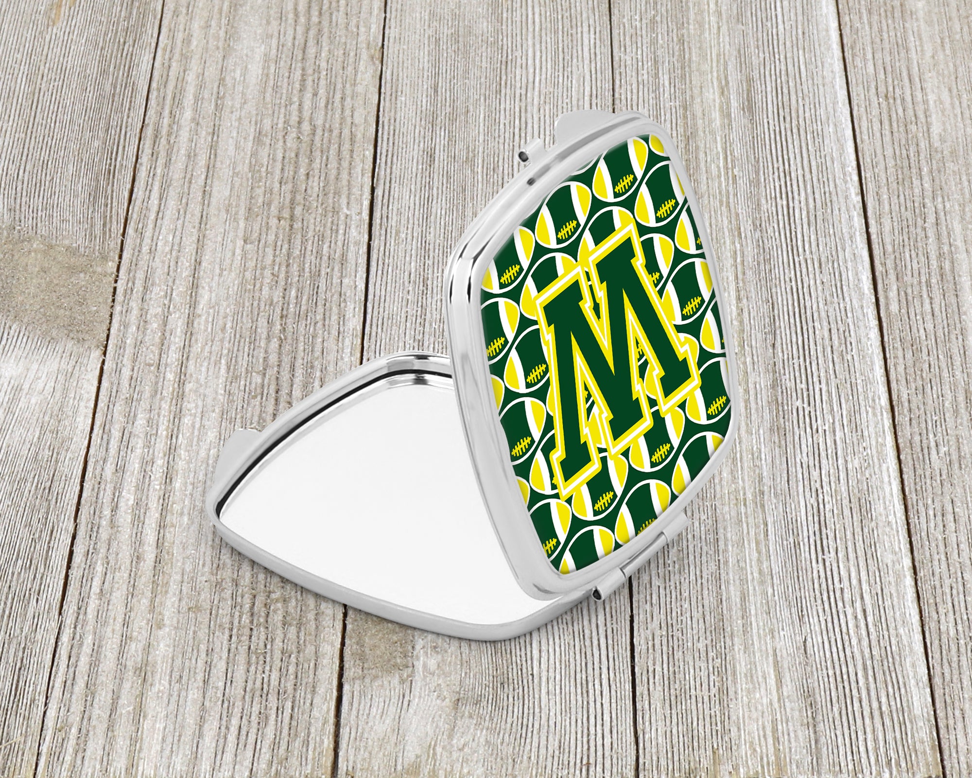 Letter W Football Green and Yellow Compact Mirror CJ1075-WSCM