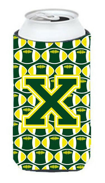 Letter X Football Green and Yellow Tall Boy Beverage Insulator Hugger CJ1075-XTBC by Caroline's Treasures