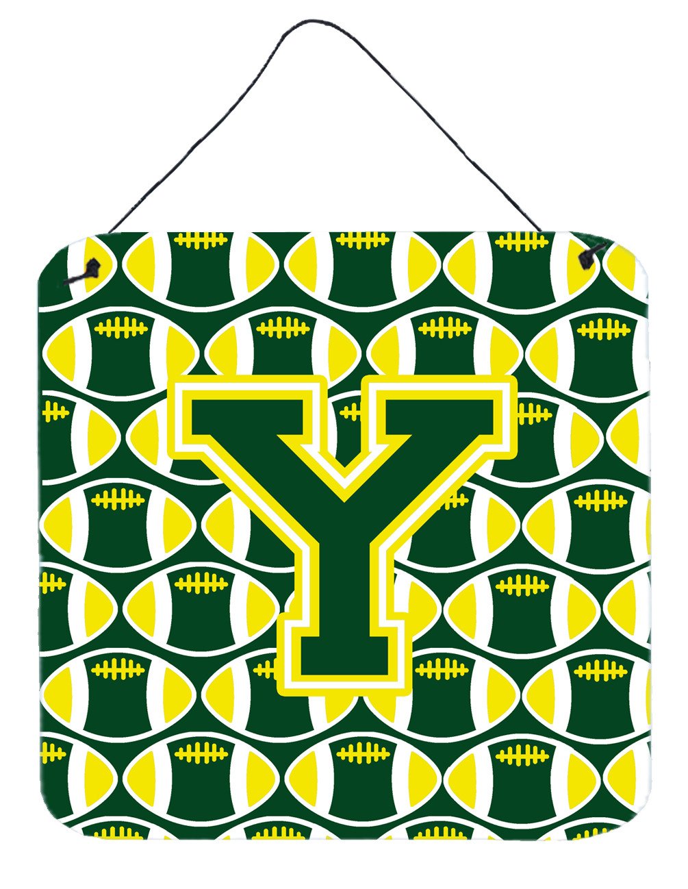 Letter Y Football Green and Yellow Wall or Door Hanging Prints CJ1075-YDS66 by Caroline&#39;s Treasures