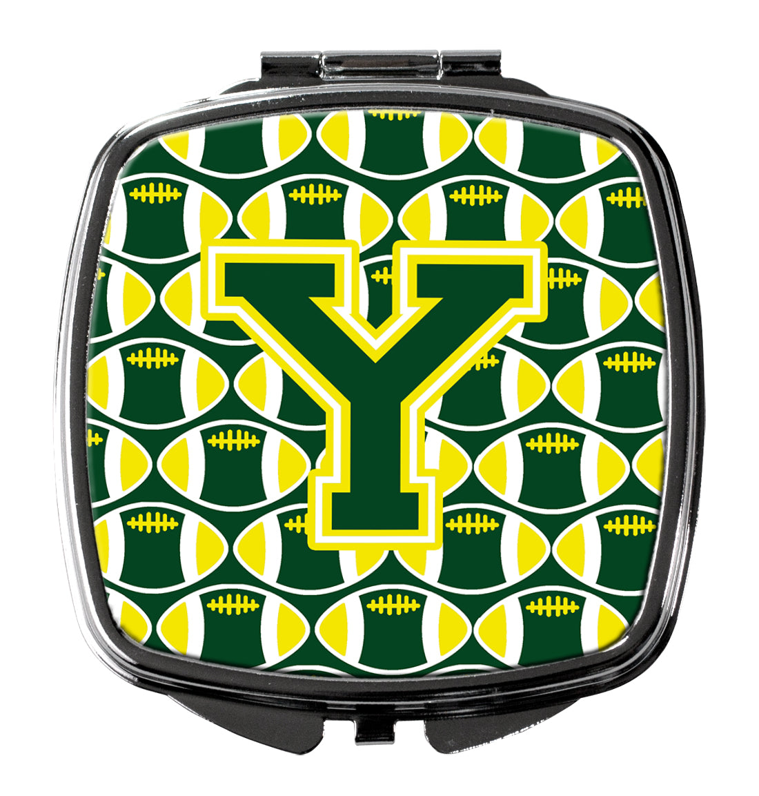 Letter Y Football Green and Yellow Compact Mirror CJ1075-YSCM  the-store.com.