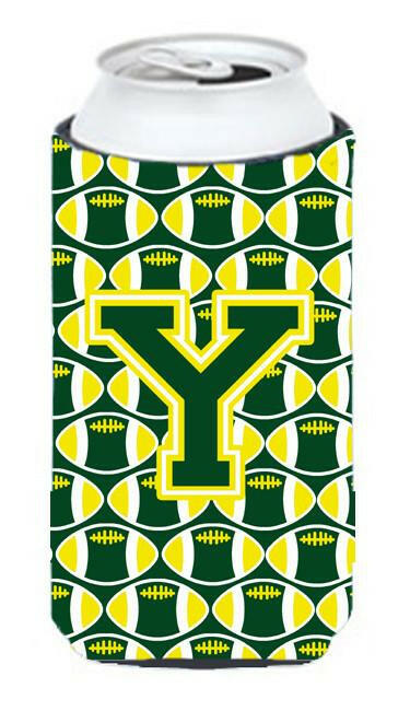 Letter Y Football Green and Yellow Tall Boy Beverage Insulator Hugger CJ1075-YTBC by Caroline&#39;s Treasures