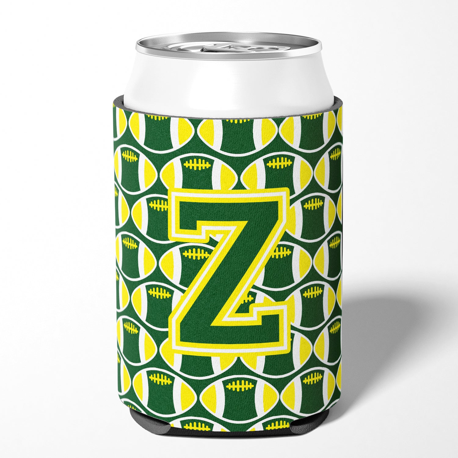 Letter Z Football Green and Yellow Can or Bottle Hugger CJ1075-ZCC.
