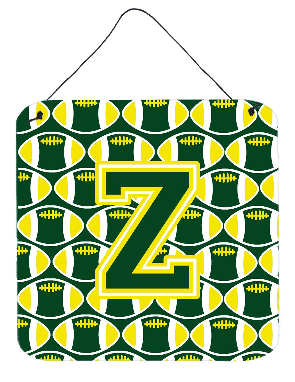 Letter Z Football Green and Yellow Wall or Door Hanging Prints CJ1075-ZDS66 by Caroline&#39;s Treasures