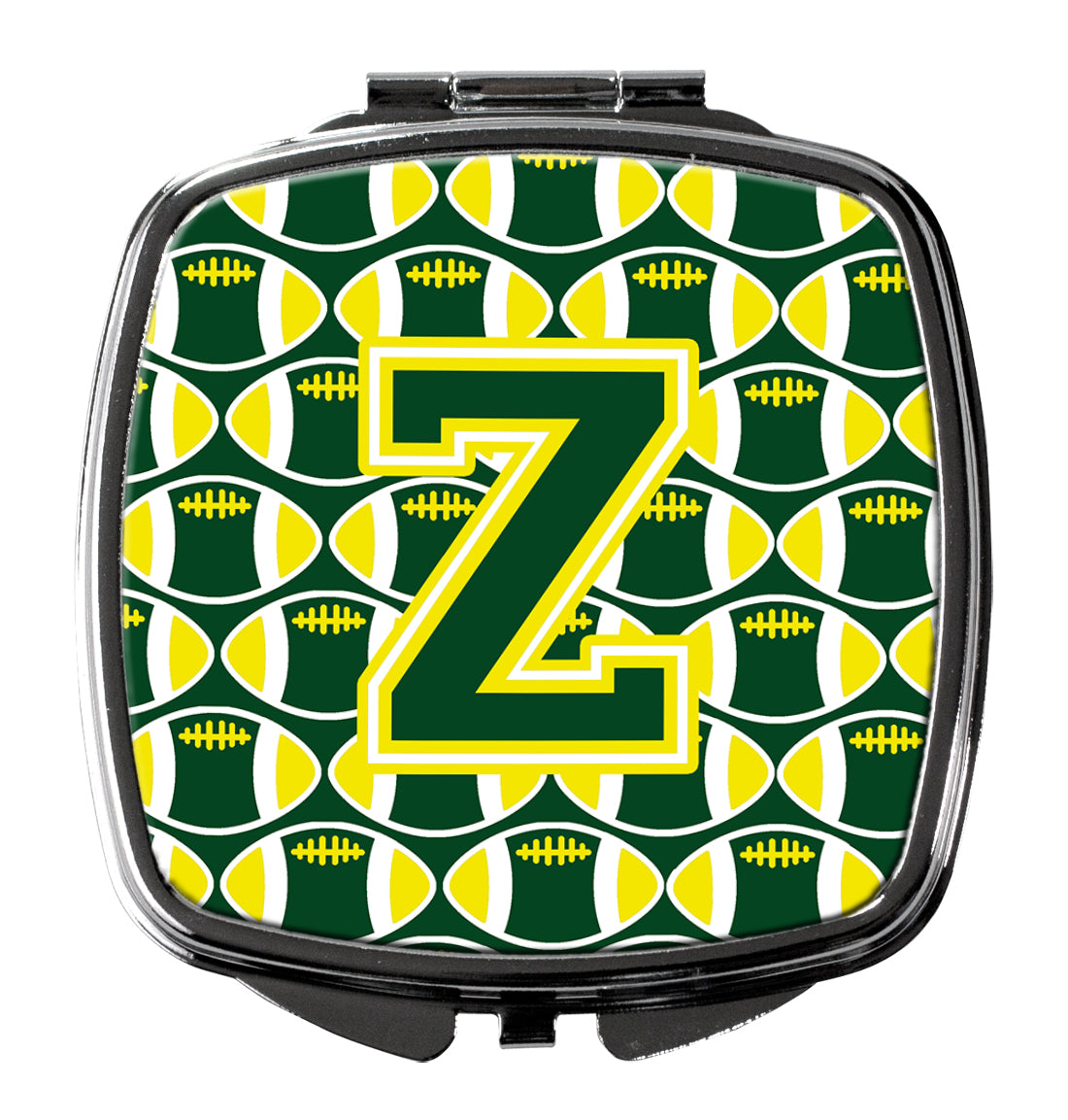 Letter Z Football Green and Yellow Compact Mirror CJ1075-ZSCM