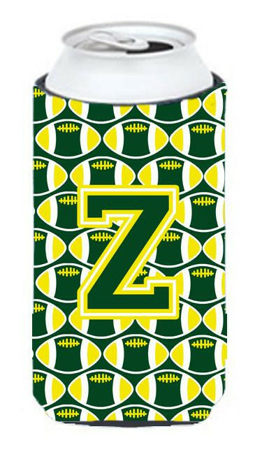 Letter Z Football Green and Yellow Tall Boy Beverage Insulator Hugger CJ1075-ZTBC by Caroline&#39;s Treasures