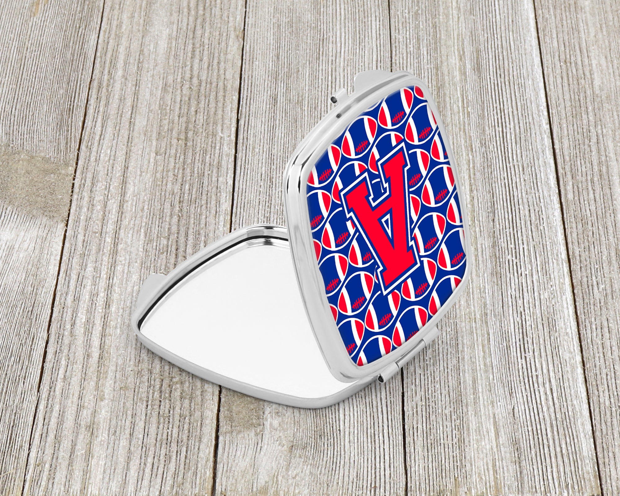 Letter A Football Harvard Crimson and Yale Blue Compact Mirror CJ1076-ASCM  the-store.com.