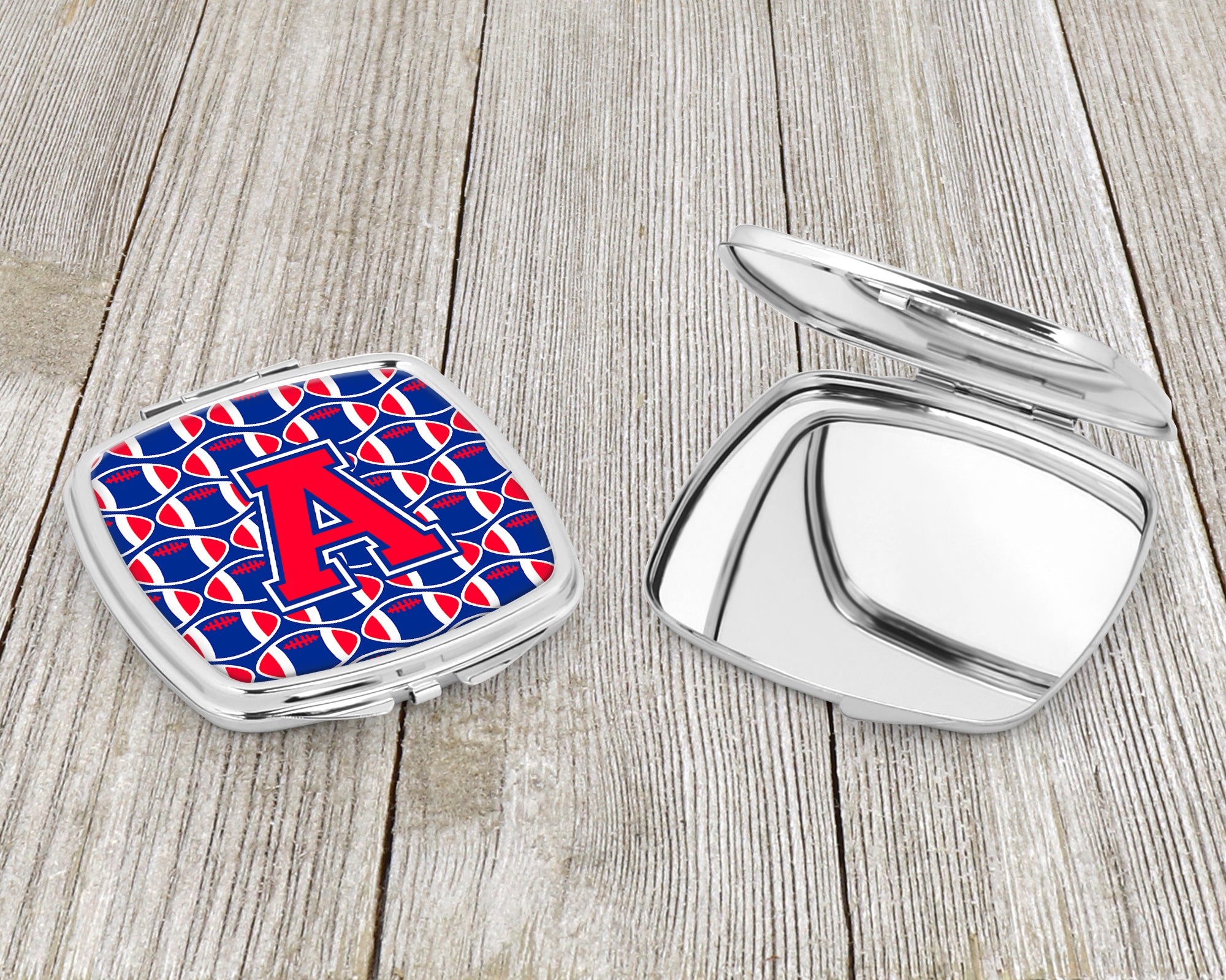 Letter A Football Harvard Crimson and Yale Blue Compact Mirror CJ1076-ASCM  the-store.com.