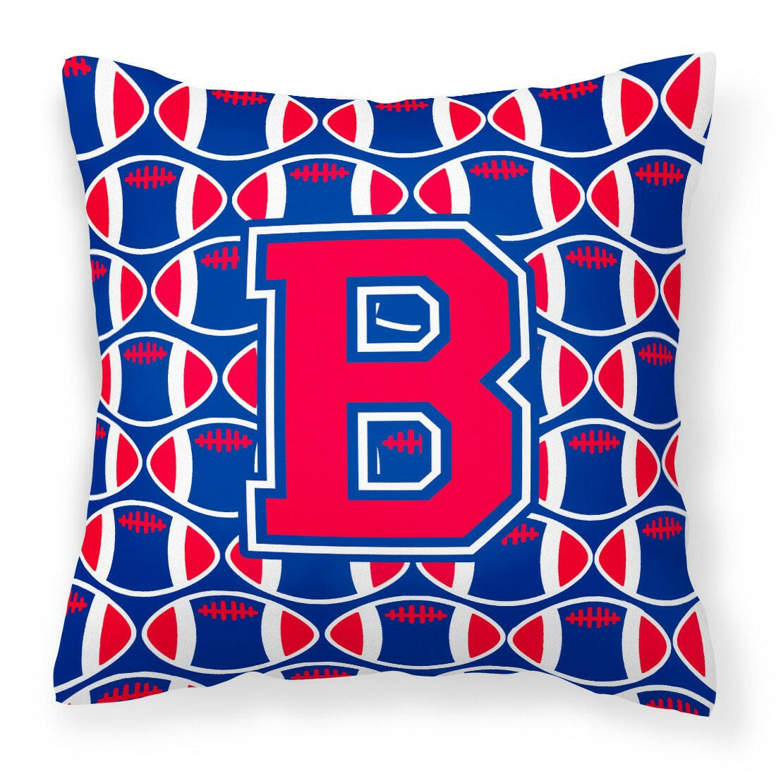 Letter B Football Harvard Crimson and Yale Blue Fabric Decorative Pillow CJ1076-BPW1414 by Caroline&#39;s Treasures