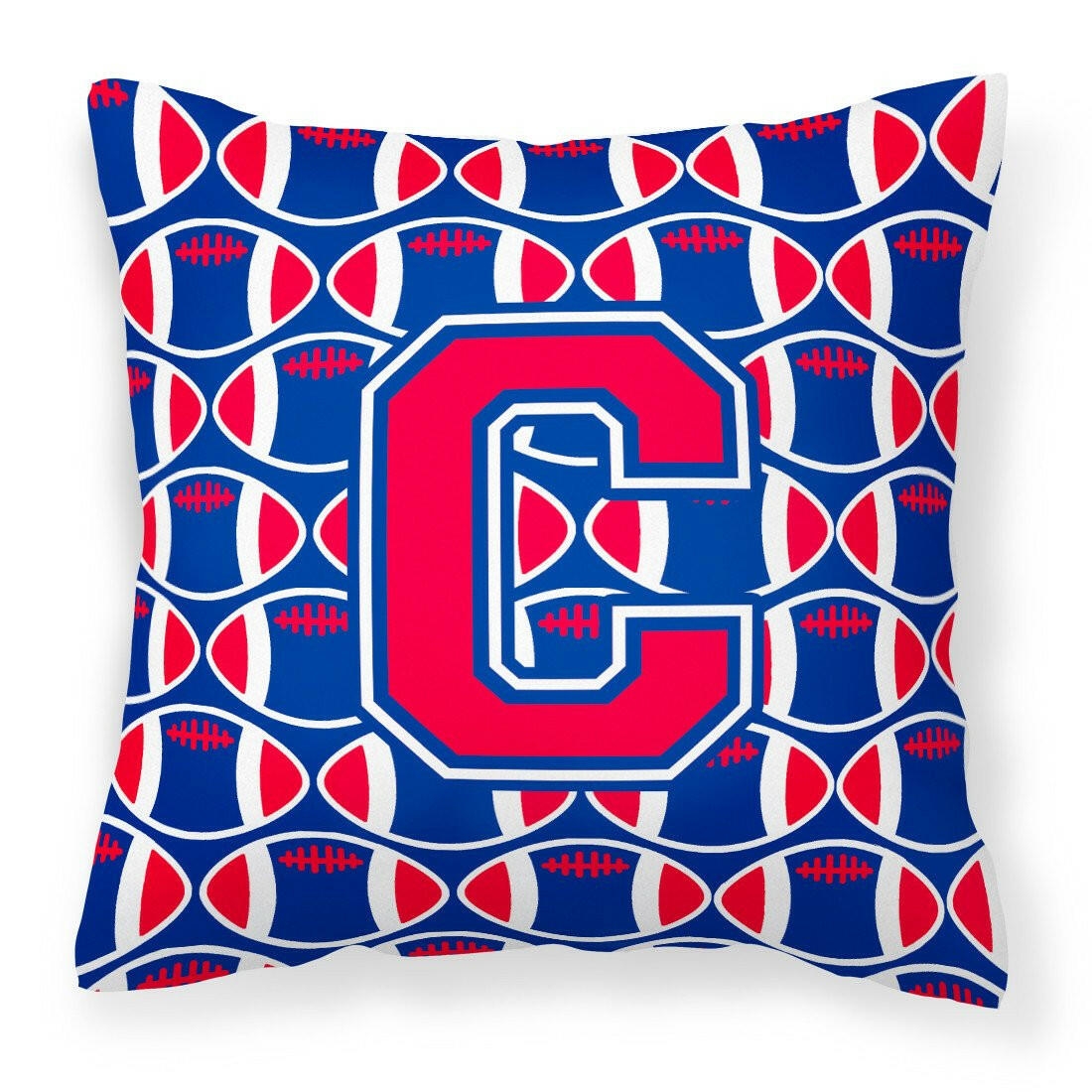 Letter C Football Harvard Crimson and Yale Blue Fabric Decorative Pillow CJ1076-CPW1414 by Caroline&#39;s Treasures