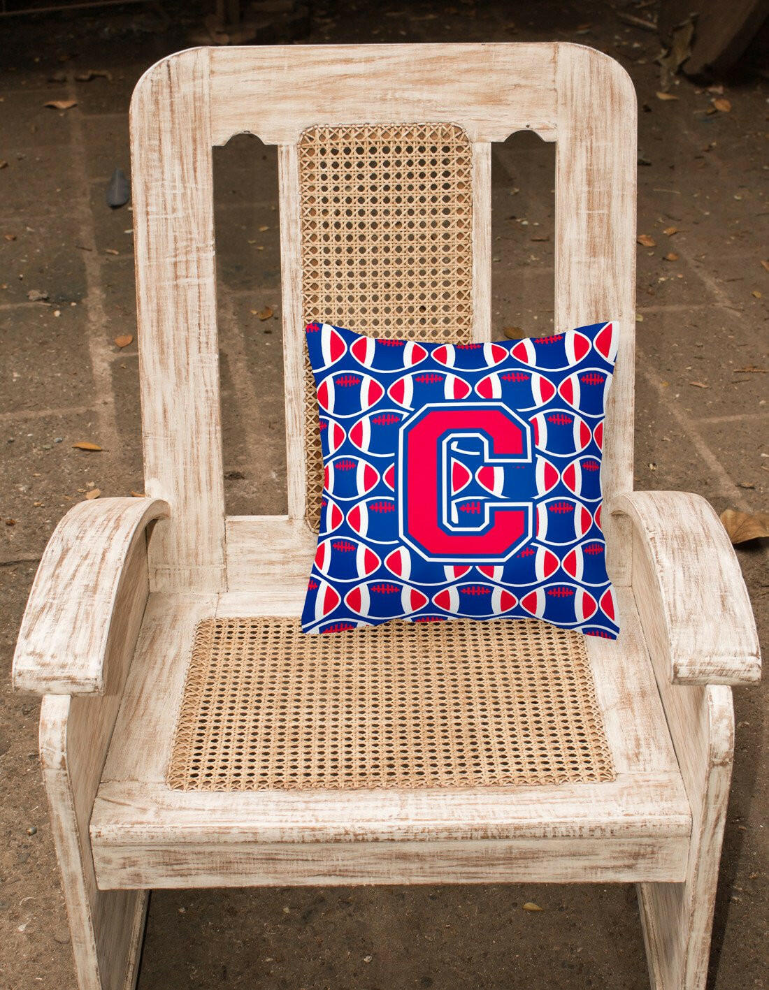 Letter C Football Harvard Crimson and Yale Blue Fabric Decorative Pillow CJ1076-CPW1414 by Caroline's Treasures