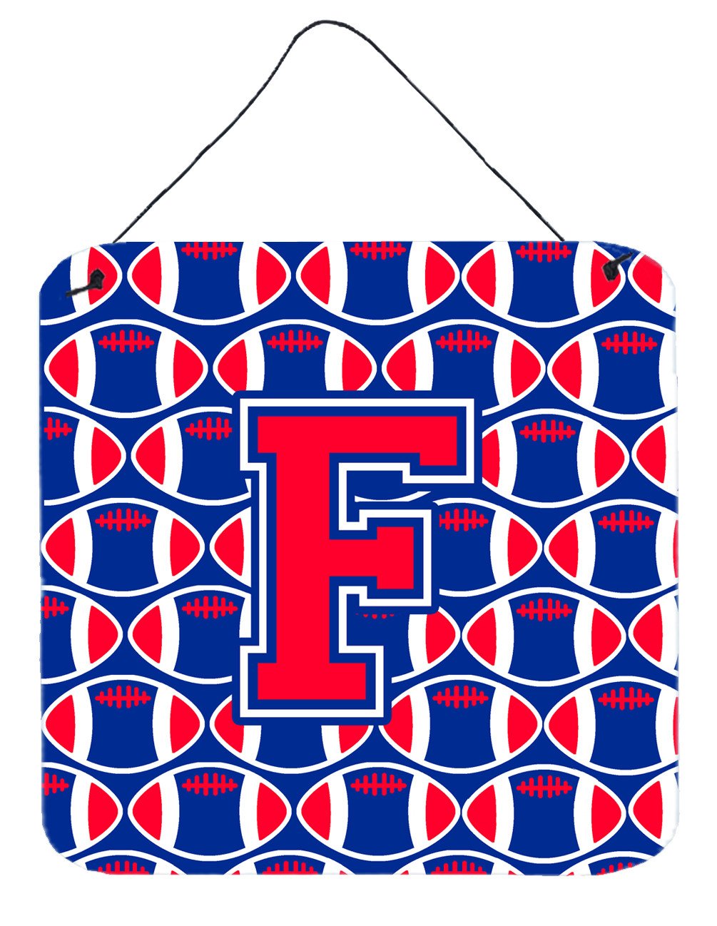 Letter F Football Harvard Crimson and Yale Blue Wall or Door Hanging Prints CJ1076-FDS66 by Caroline&#39;s Treasures