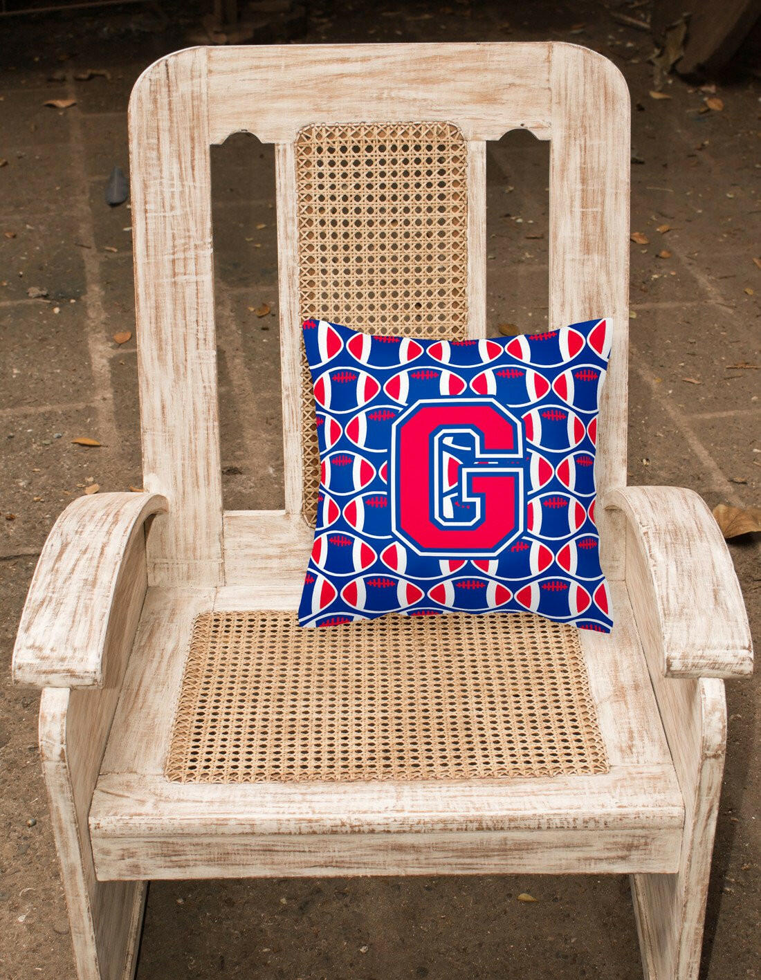 Letter G Football Harvard Crimson and Yale Blue Fabric Decorative Pillow CJ1076-GPW1414 by Caroline's Treasures