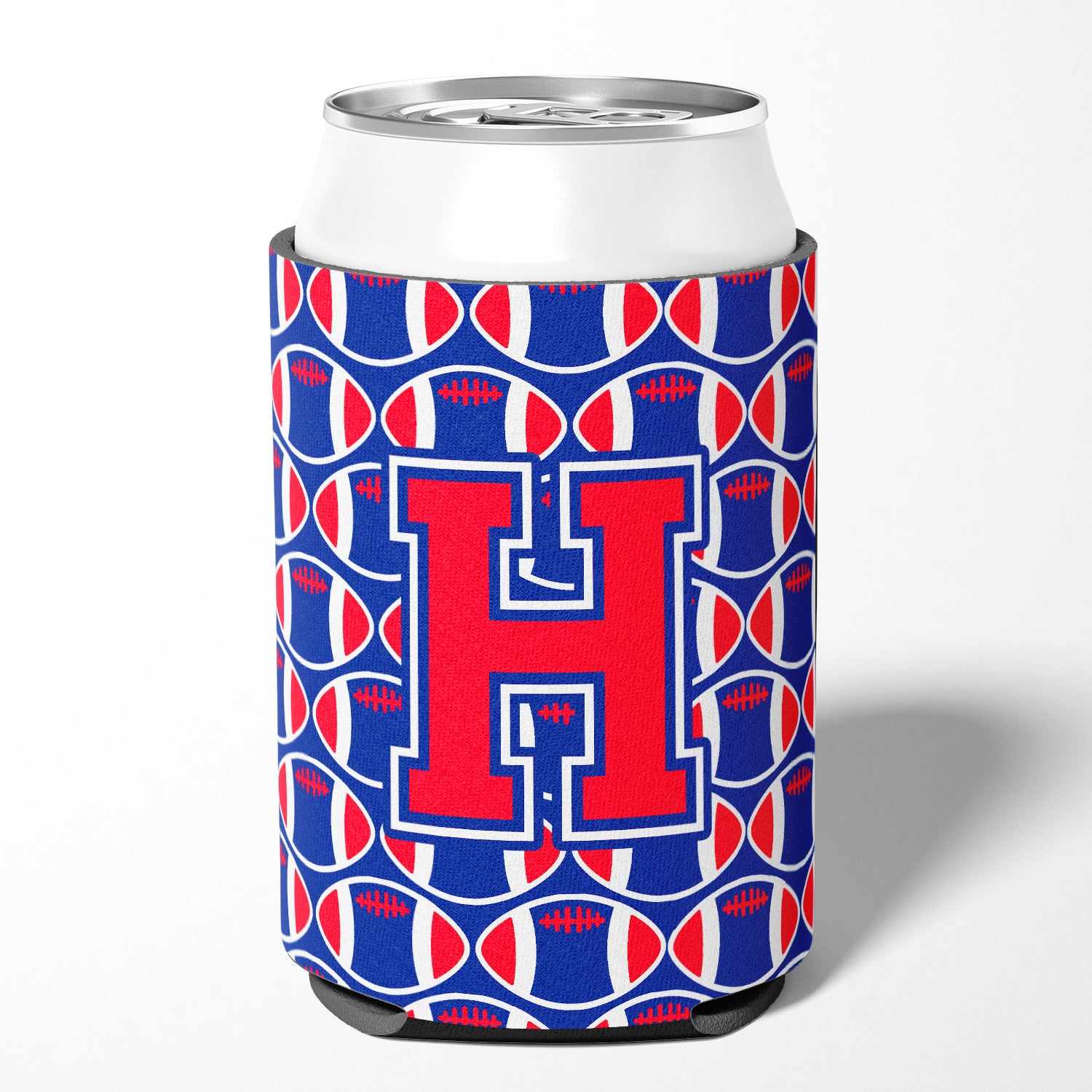 Lettre H Football Harvard Crimson et Yale Blue Can ou Bottle Hugger CJ1076-HCC