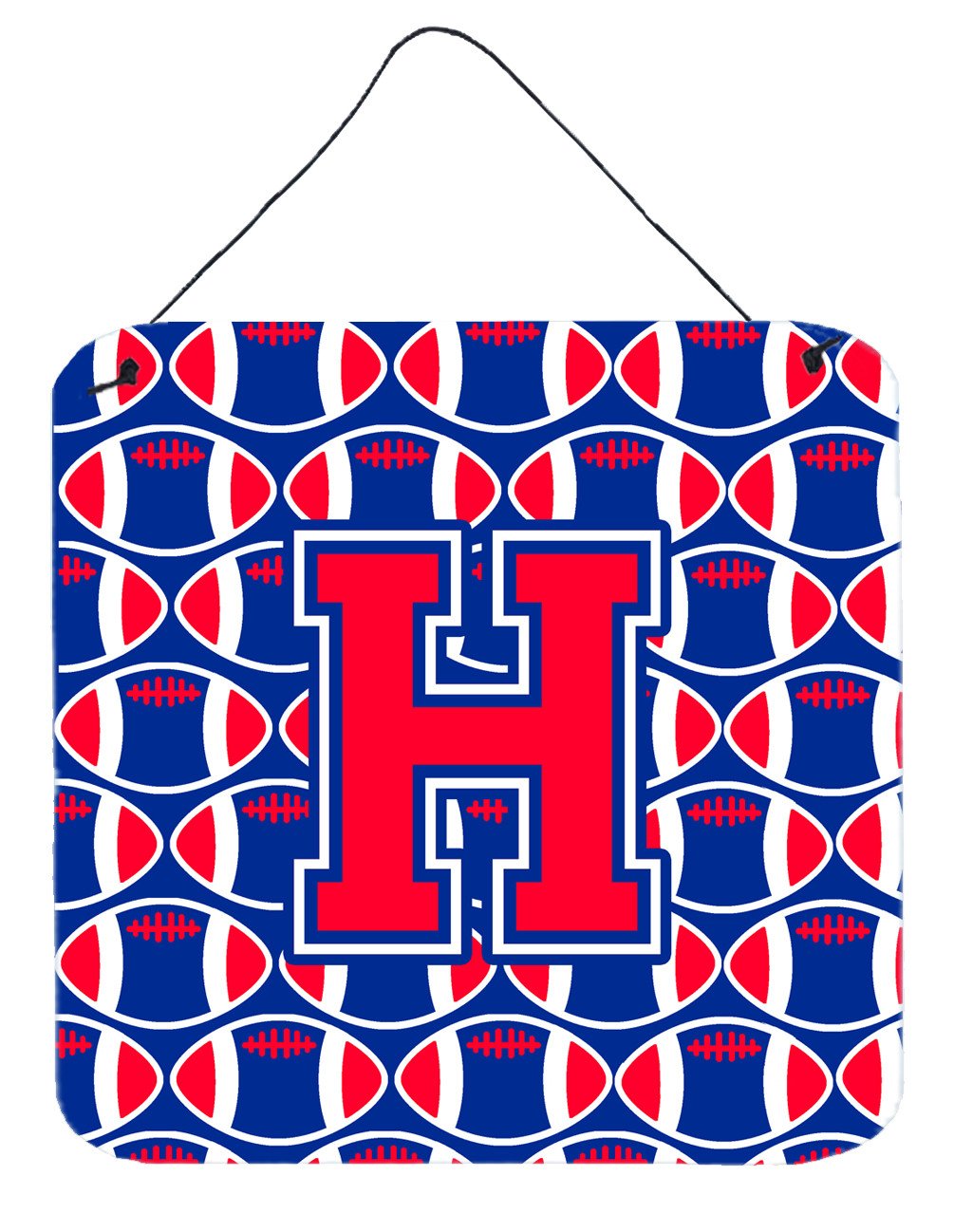 Letter H Football Harvard Crimson and Yale Blue Wall or Door Hanging Prints CJ1076-HDS66 by Caroline&#39;s Treasures