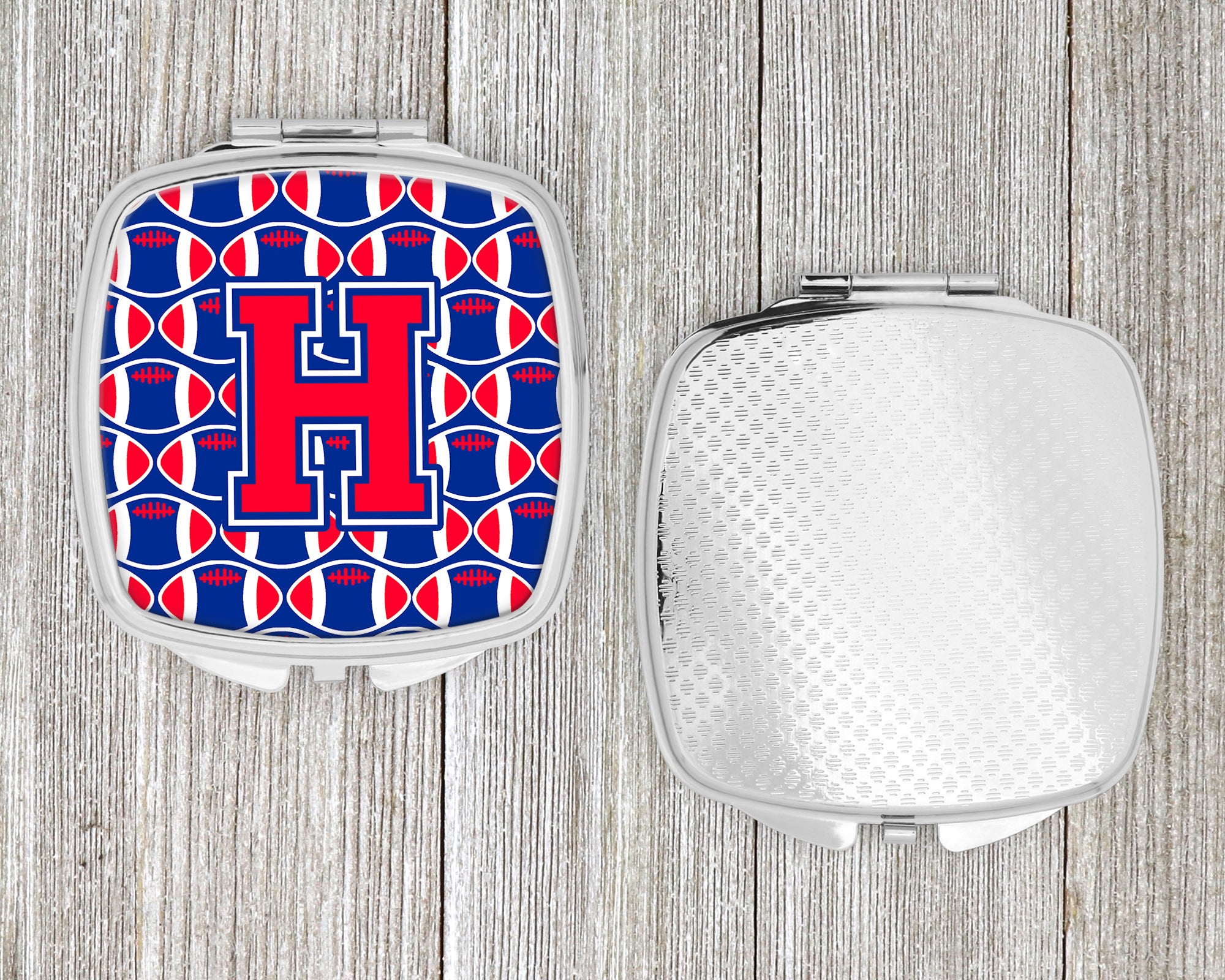 Letter H Football Harvard Crimson and Yale Blue Compact Mirror CJ1076-HSCM  the-store.com.
