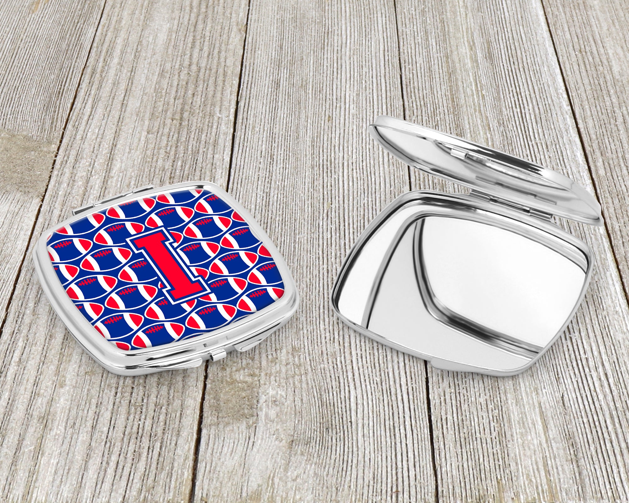Letter I Football Harvard Crimson and Yale Blue Compact Mirror CJ1076-ISCM  the-store.com.
