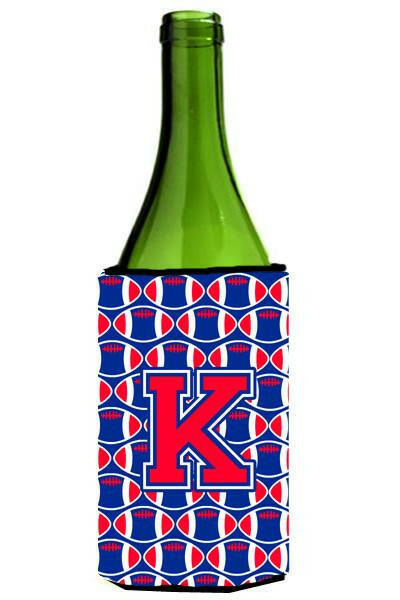 Letter K Football Crimson and Yale Blue Wine Bottle Beverage Insulator Hugger CJ1076-KLITERK by Caroline&#39;s Treasures