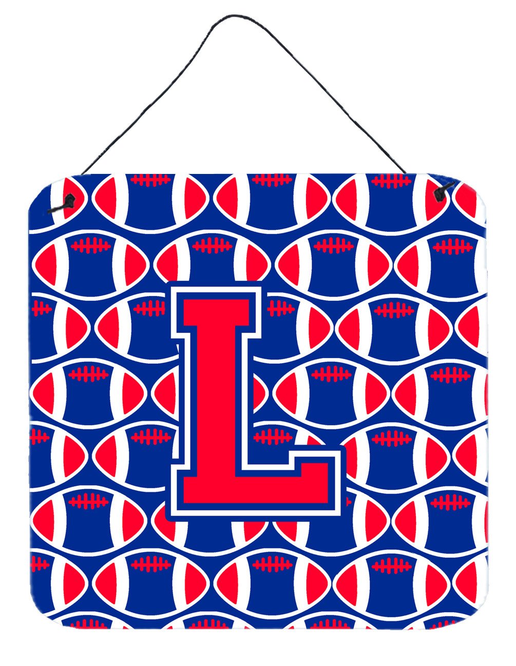 Letter L Football Harvard Crimson and Yale Blue Wall or Door Hanging Prints CJ1076-LDS66 by Caroline&#39;s Treasures