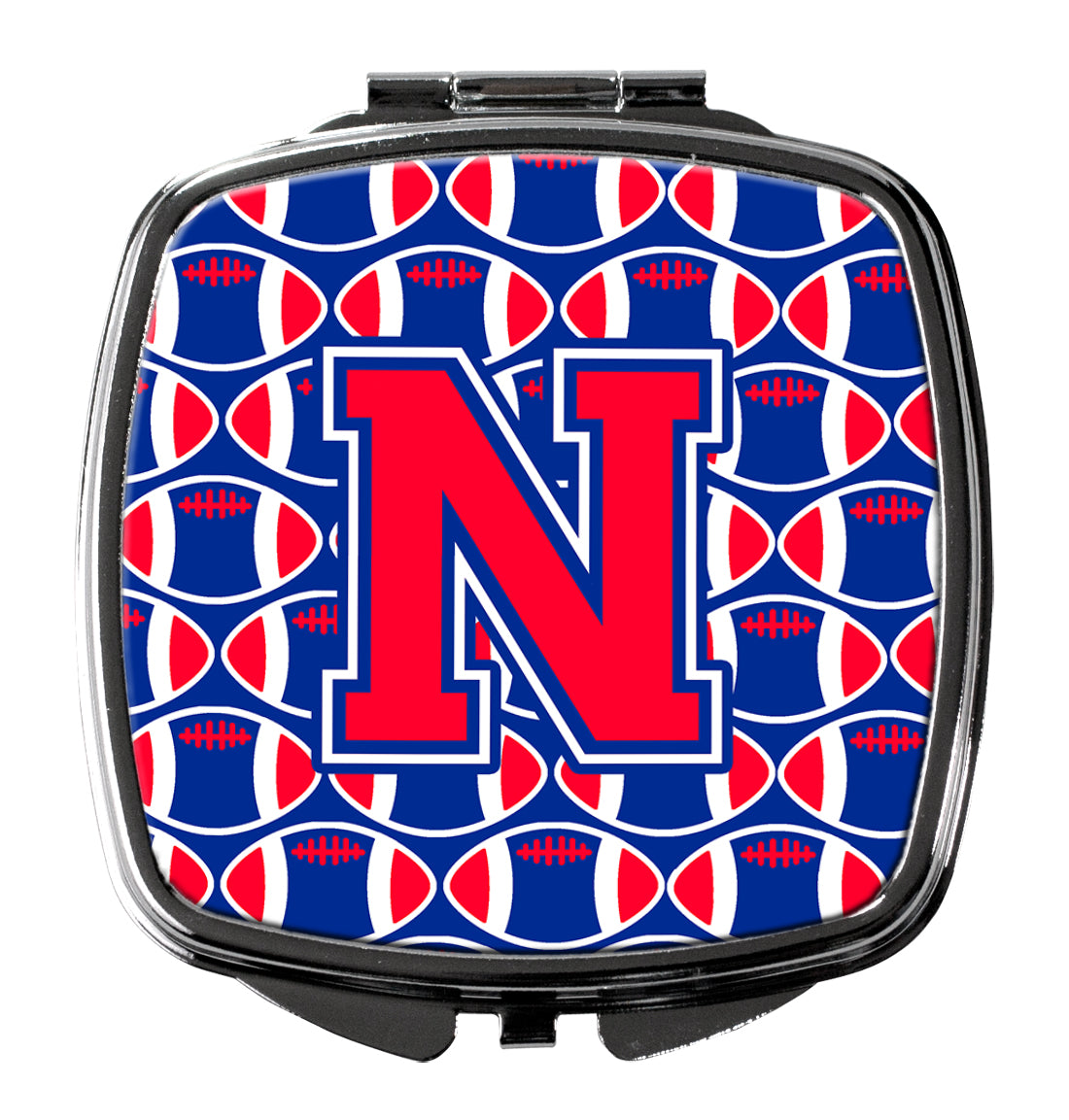 Letter N Football Harvard Crimson and Yale Blue Compact Mirror CJ1076-NSCM  the-store.com.