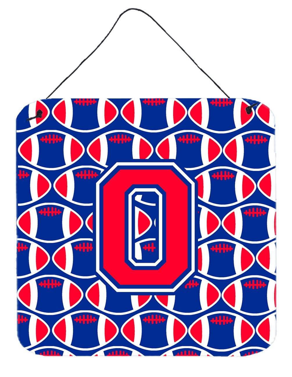 Letter O Football Harvard Crimson and Yale Blue Wall or Door Hanging Prints CJ1076-ODS66 by Caroline&#39;s Treasures