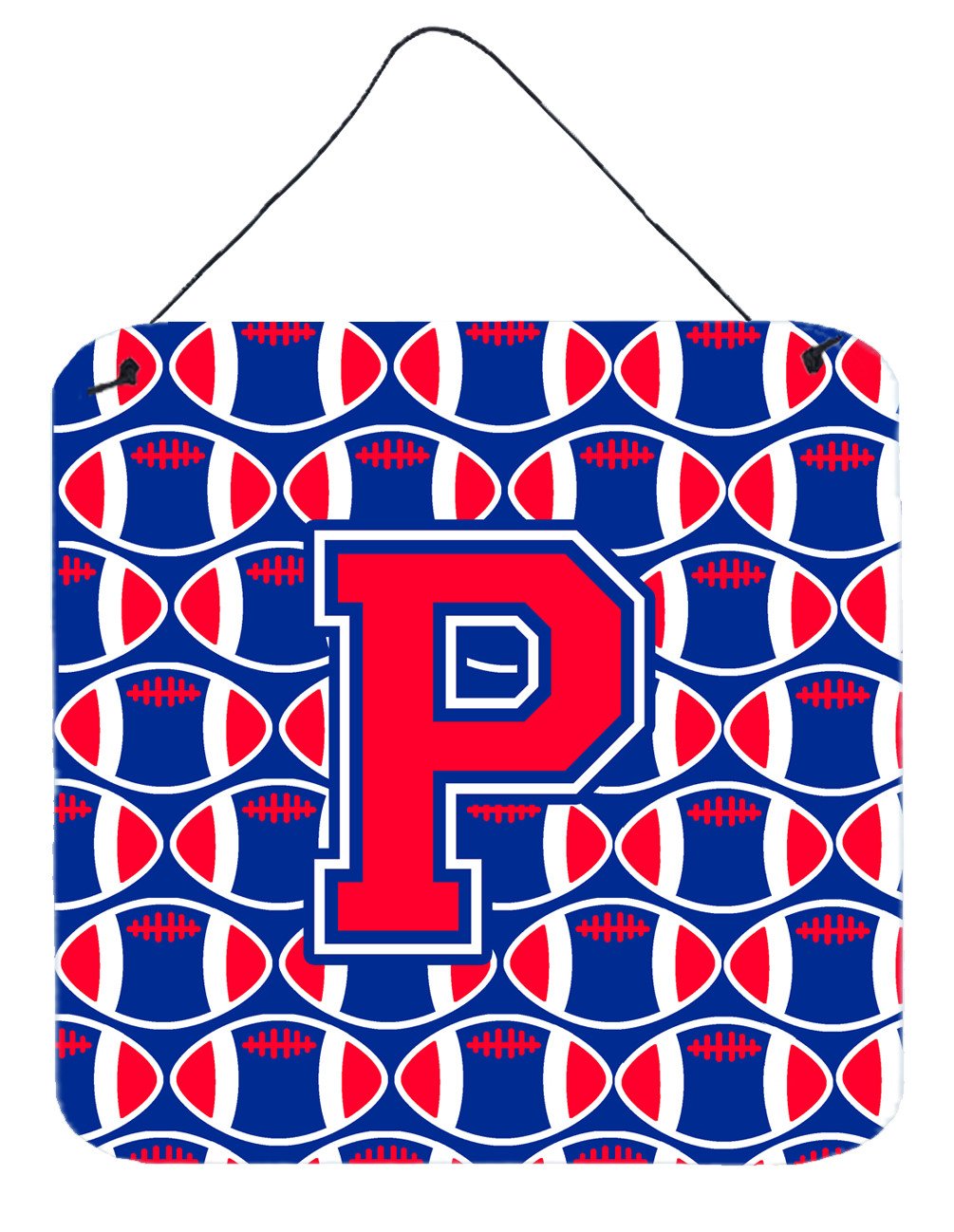 Letter P Football Harvard Crimson and Yale Blue Wall or Door Hanging Prints CJ1076-PDS66 by Caroline&#39;s Treasures