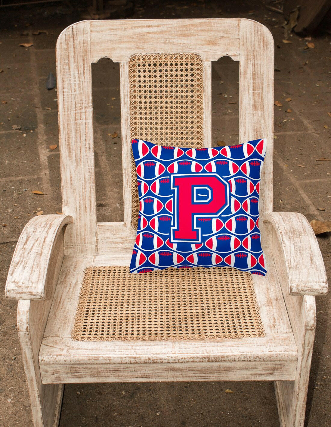 Letter P Football Harvard Crimson and Yale Blue Fabric Decorative Pillow CJ1076-PPW1414 by Caroline's Treasures