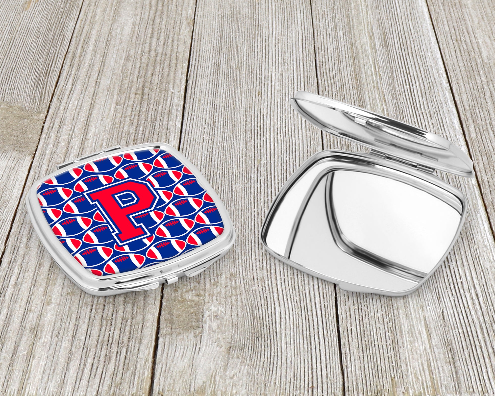 Letter P Football Harvard Crimson and Yale Blue Compact Mirror CJ1076-PSCM  the-store.com.