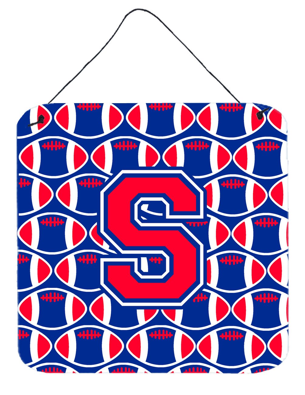 Letter S Football Harvard Crimson and Yale Blue Wall or Door Hanging Prints CJ1076-SDS66 by Caroline&#39;s Treasures