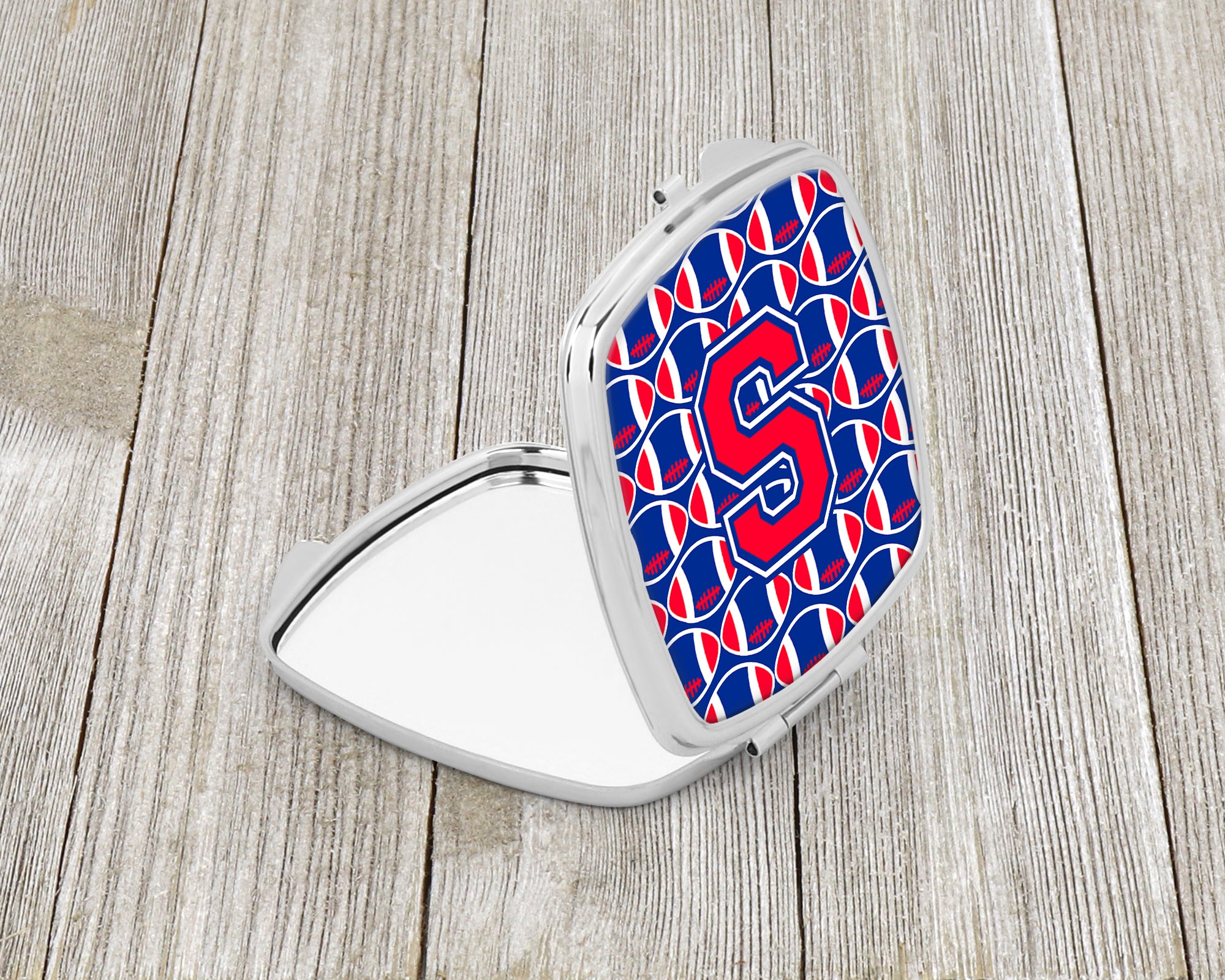 Letter S Football Harvard Crimson and Yale Blue Compact Mirror CJ1076-SSCM  the-store.com.