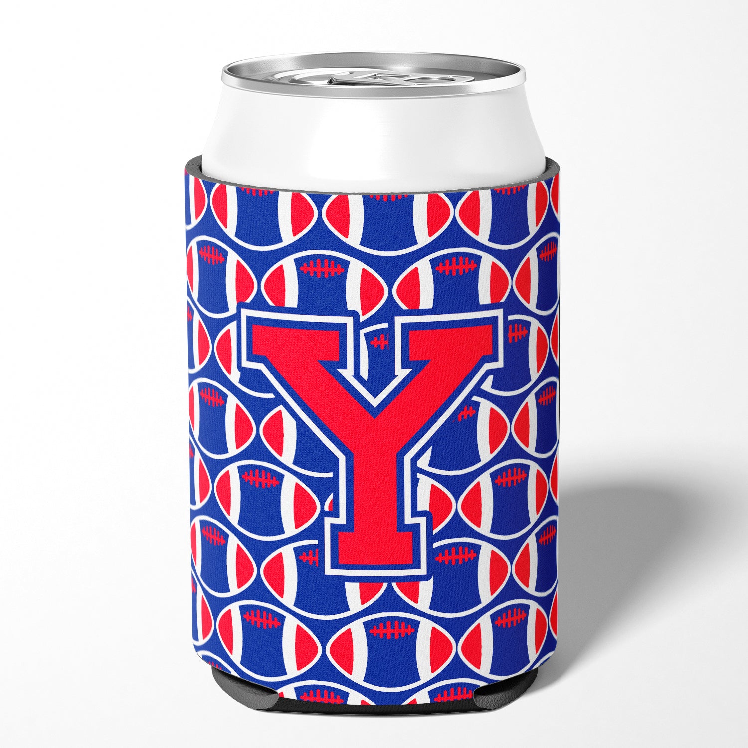Lettre Y Football Harvard Crimson et Yale Blue Can ou Bottle Hugger CJ1076-YCC