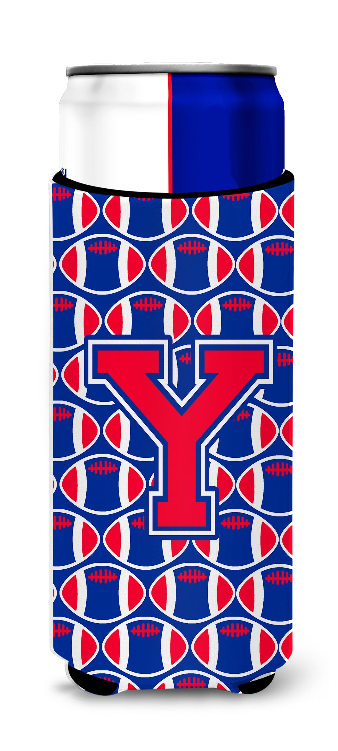 Letter Y Football Crimson and Yale Blue Ultra Beverage Insulators for slim cans CJ1076-YMUK