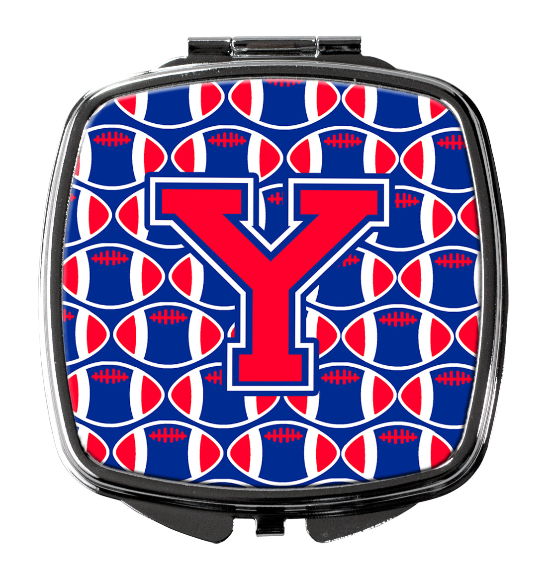 Letter Y Football Harvard Crimson and Yale Blue Compact Mirror CJ1076-YSCM  the-store.com.