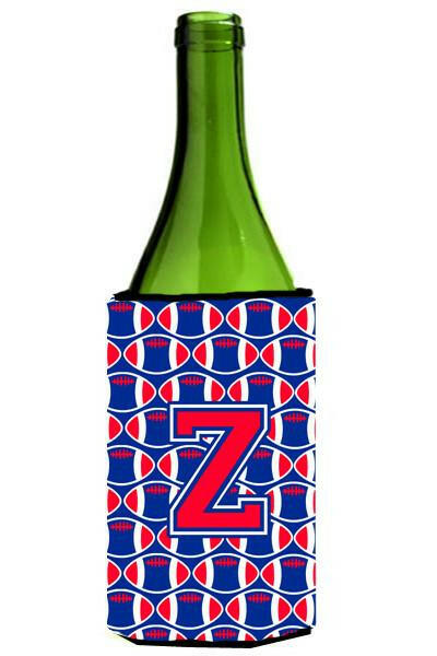 Letter Z Football Crimson and Yale Blue Wine Bottle Beverage Insulator Hugger CJ1076-ZLITERK by Caroline&#39;s Treasures