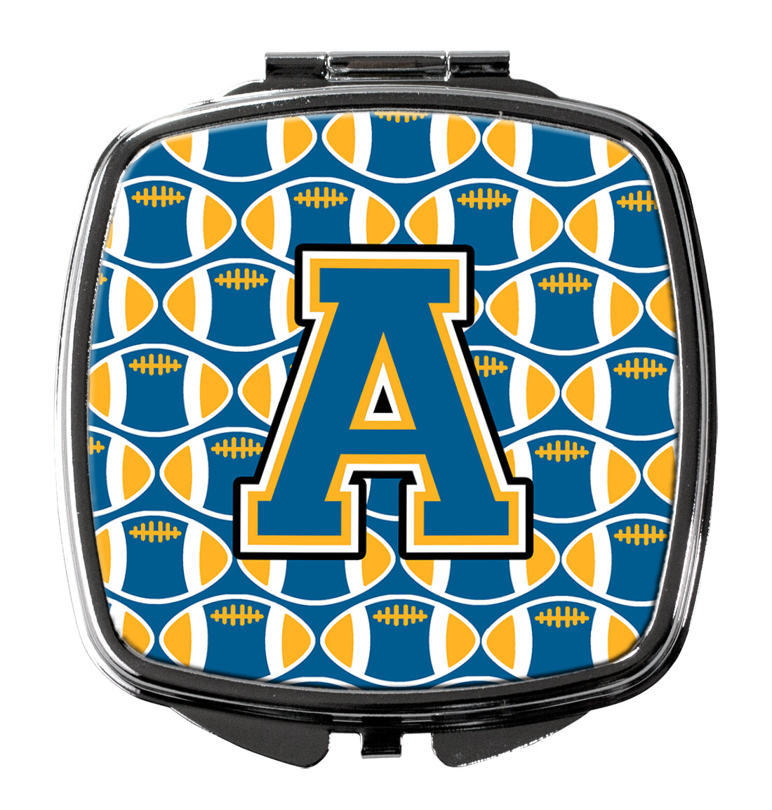 Letter A Football Blue and Gold Compact Mirror CJ1077-ASCM  the-store.com.