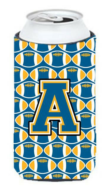 Letter A Football Blue and Gold Tall Boy Beverage Insulator Hugger CJ1077-ATBC by Caroline&#39;s Treasures