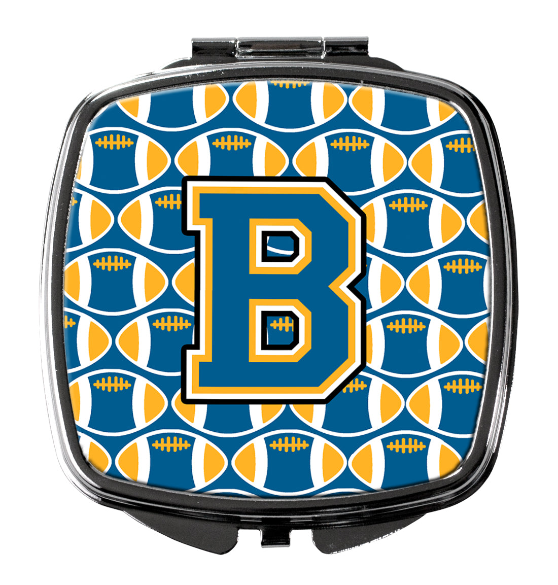 Letter B Football Blue and Gold Compact Mirror CJ1077-BSCM