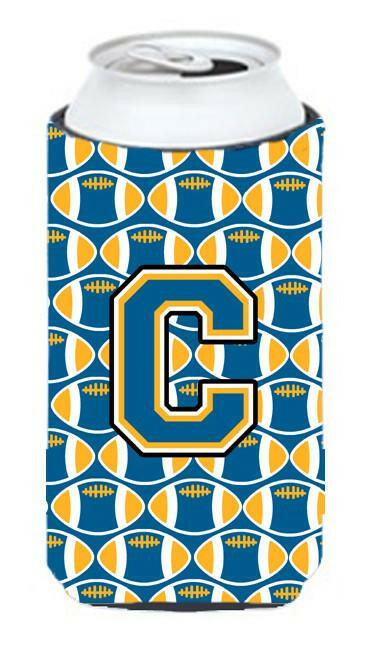 Letter C Football Blue and Gold Tall Boy Beverage Insulator Hugger CJ1077-CTBC by Caroline&#39;s Treasures