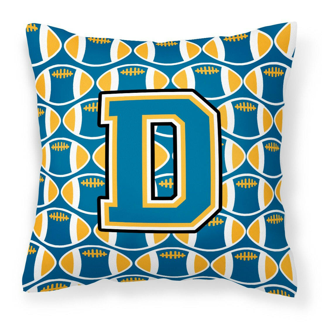 Letter D Football Blue and Gold Fabric Decorative Pillow CJ1077-DPW1414 by Caroline&#39;s Treasures